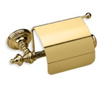 StilHaus G11C-16 Toilet Roll Holder With Cover, Gold Brass