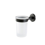 StilHaus ME10-23 Wall Mounted Frosted Glass Toothbrush Holder with Black Brass