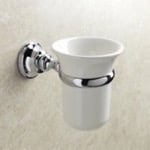 StilHaus SM10-08 Wall Mounted White Ceramic Toothbrush Holder with Chrome Brass Mounting