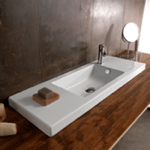 Tecla 3502011 Rectangular White Ceramic Wall Mounted or Drop In Sink