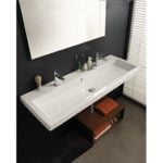 Bathroom Sink, Tecla CAN05011B, Trough Ceramic Wall Mounted or Drop In Sink