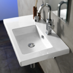 Tecla CO01011 Rectangular White Ceramic Wall Mounted or Drop In Sink