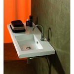 Tecla CO02011-One Hole Rectangular White Ceramic Wall Mounted or Drop In Sink