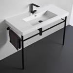 Tecla CAN03011-CON-BLK Ceramic Console Sink and Matte Black Stand
