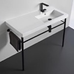 Tecla CO02011-CON-BLK Ceramic Console Sink and Matte Black Stand