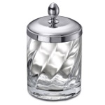 Windisch 88801CR Twisted Glass and Chrome Brass Cotton Swabs Jar