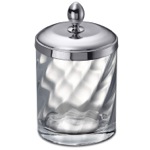 Bathroom Jar, Windisch 88804CR, Twisted Glass Cotton Ball Jar In Chrome Finish