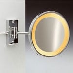 Makeup Mirror, Windisch 99157/1/D, Wall Mount One Face Hardwired Lighted 3x or 5x Brass Magnifying Mirror