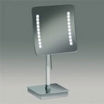 Windisch 99627 Chrome or Gold Finish Square Pedestal Lighted 3x or 5x Magnifying Mirror