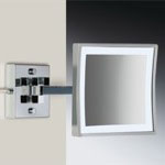 Windisch 99667/1/D Square Wall Mounted Brass LED 3x Magnifying Mirror