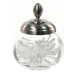Round Clear Crystal Glass Cotton Swab Jar, Botijo Windisch 88475D by Nameeks