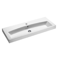 Rectangular White Ceramic Wall Mounted or Drop In Bathroom Sink