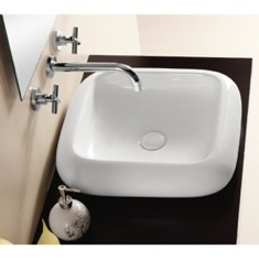 Square White Ceramic Vessel Bathroom Sink