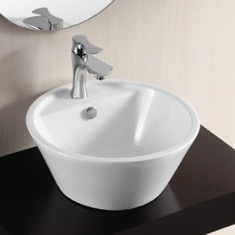 Round White Ceramic Vessel Bathroom Sink