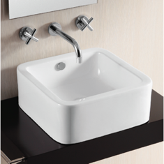 Square White Ceramic Vessel Bathroom Sink