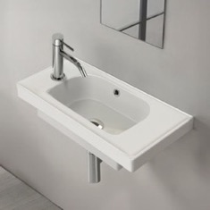 Rectangle White Ceramic Wall Mounted or Drop In Sink
