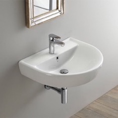 Round White Ceramic Wall Mounted Sink