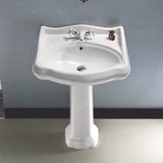 Classic-Style White Ceramic Pedestal Sink