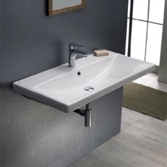 Rectangular White Ceramic Wall Mounted or Drop In Sink