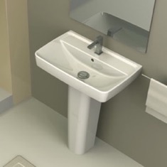 Rectangular White Ceramic Pedestal Sink