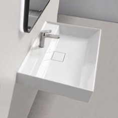 Rectangular White Ceramic Wall Mounted or Drop In Sink
