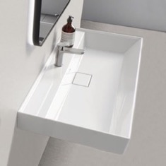 Rectangular White Ceramic Wall Mounted or Drop In Sink