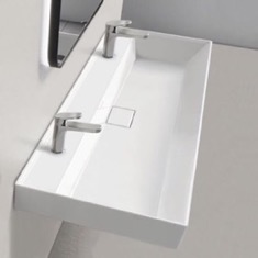 Trough Ceramic Wall Mounted or Drop In Sink
