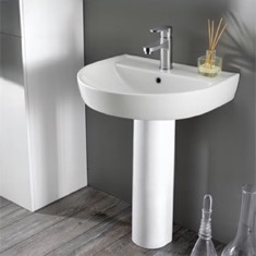 Round White Ceramic Pedestal Sink