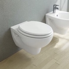 Wall Mount Toilet, Classic, Ceramic, Rounded