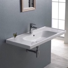 Wall Mount Sink - ADA, 40 inch, Rectangular, Modern, With Counter Space, Ceramic