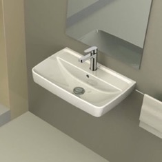 Rectangular White Ceramic Wall Mounted or Drop In Sink