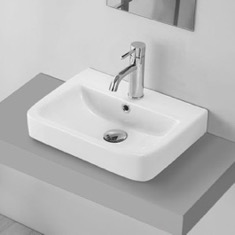 Small Drop In Sink in Ceramic, Modern, Rectangular