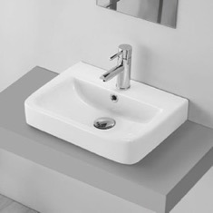 Small Drop In Sink in Ceramic, Modern, Rectangular