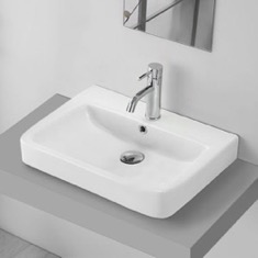 Drop In Sink - Modern, 22 inch, Curved, Ceramic