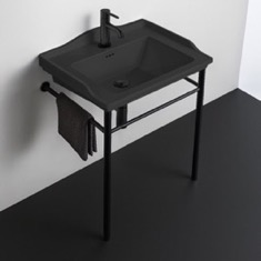 Black Transitional Console Sink, 26 inch