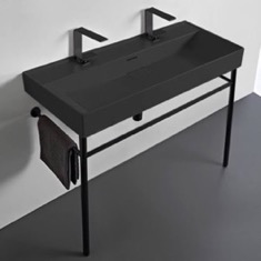 Black Modern Console Sink, 40 inch
