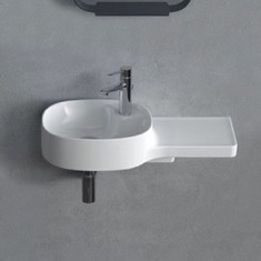 Narrow Ceramic Wall Mounted Sink With Counter Space