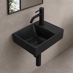 Small Bathroom Sink, Black, Wall Mounted or Drop In Ceramic