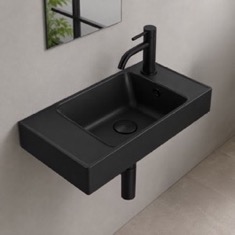 Small Bathroom Sink, Black, Wall Mounted or Drop In Ceramic
