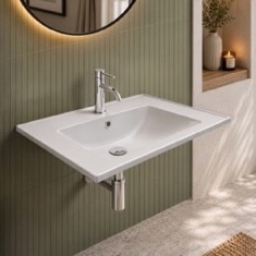 Rectangular White Ceramic Wall Mount or Drop In Bathroom Sink