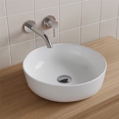 Vessel Sink, Round, White Ceramic