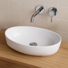Oval Vessel Bathroom Sink, White Ceramic