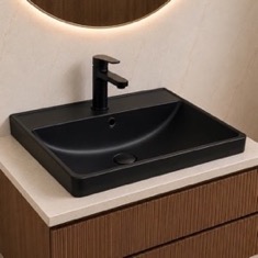 Black Ceramic Bathroom Sink, Drop In