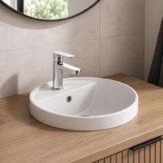 Drop In Sink in Ceramic, Modern, Round