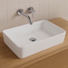 Vessel Sink, Modern, Rectangular, 24 inch, Ceramic