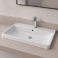 Rectangle White Ceramic Drop In Sink
