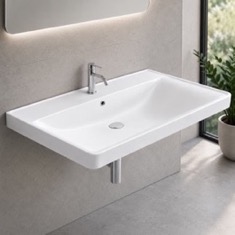 Wall Mount Sink - ADA, 32 inch, Rectangular, Modern, Ceramic