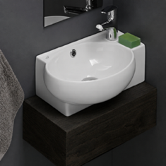 Small Corner Ceramic Wall Mounted or Vessel Sink
