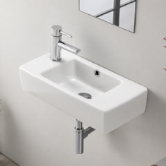 Small Rectangular Ceramic Wall Mounted or Drop In Bathroom Sink