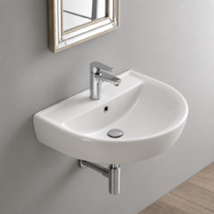 Round White Ceramic Wall Mounted Sink